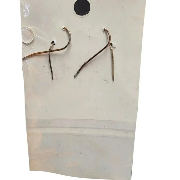 Vintage 60s-70s Beaded Geometric Link Dangle Hook Earrings Set of Two Brass Tone - Picture 2 of 2